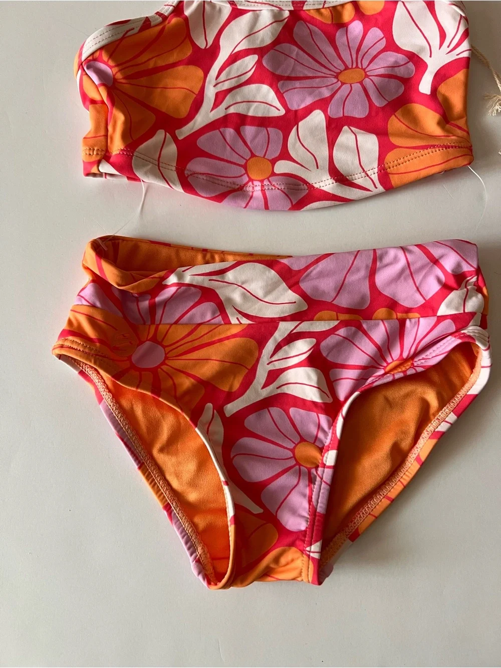 Kids Floral Two-Piece Bikini - Pink & Orange